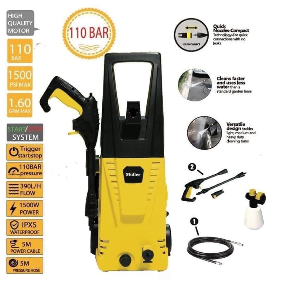 סילון מים מקורי MULLER, 110 בר, בהספק של 1500 וואט