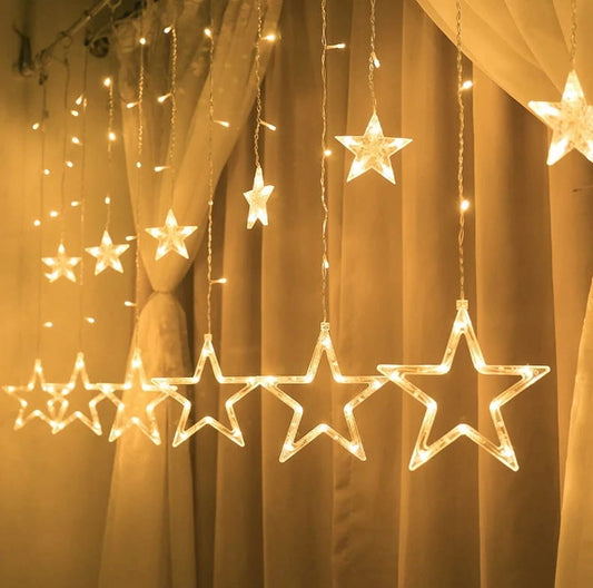 شلال اضاءة رمضانية على شكل نجوم يعمل على الكهرباء
