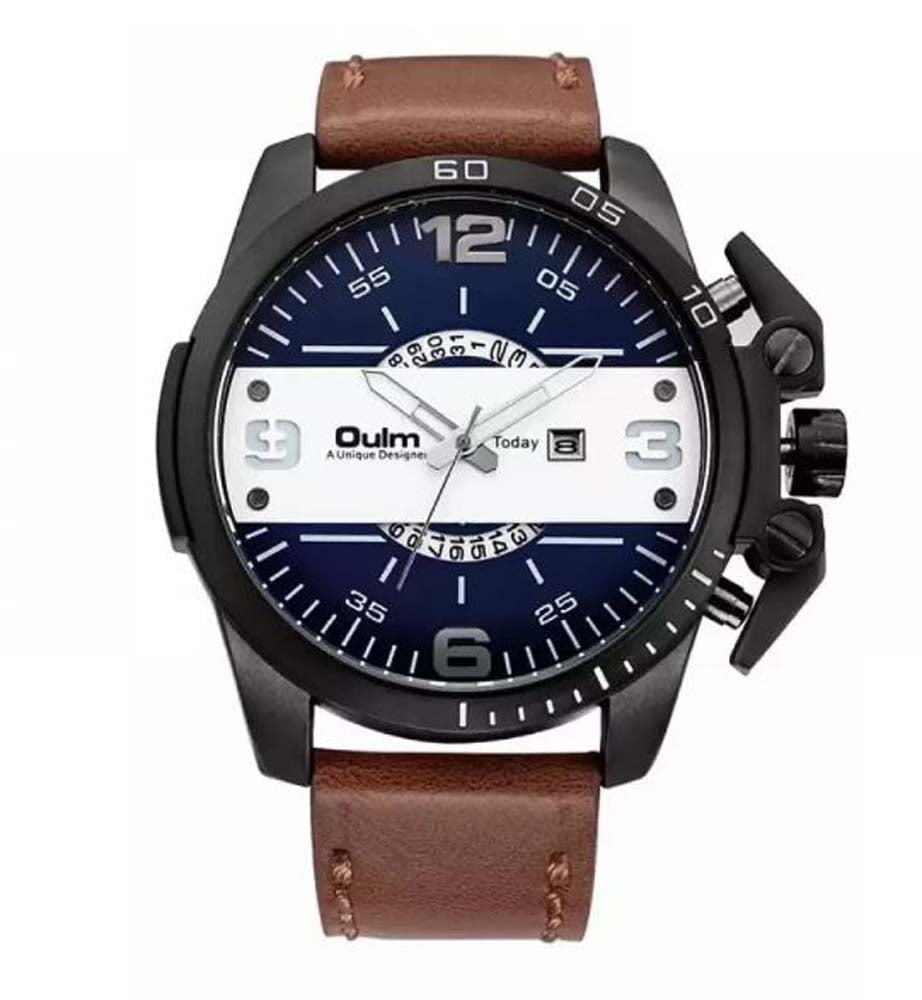 שעון גברים יוקרתי חום Oulm