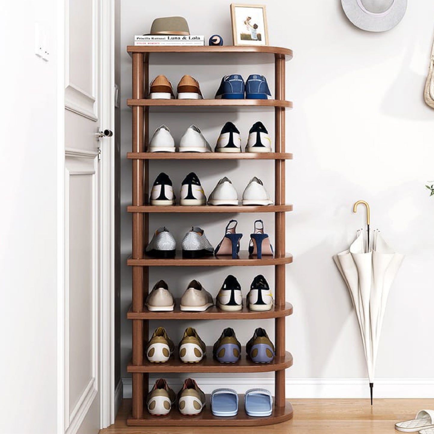 מתלים לנעליים מעץ, חום