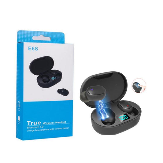 سماعة بلوتوث موديل E6S مع شاشة رقمية للشحن
