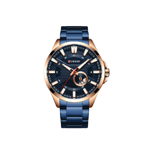 שעון יד לגברים עם נרתיק נירוסטה, מותג CURREN, במספר צבעים
