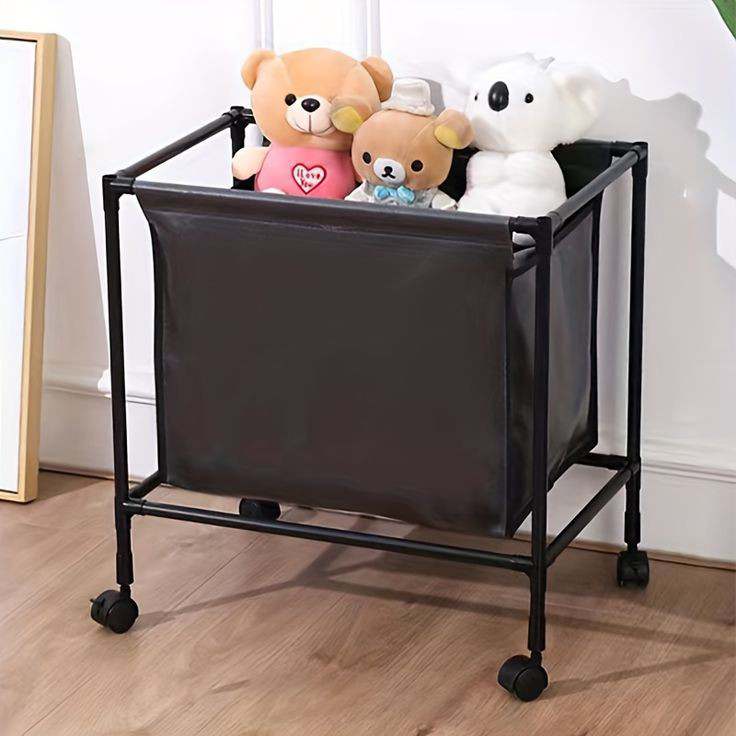 סל אחסון קנבס עם גלגלים