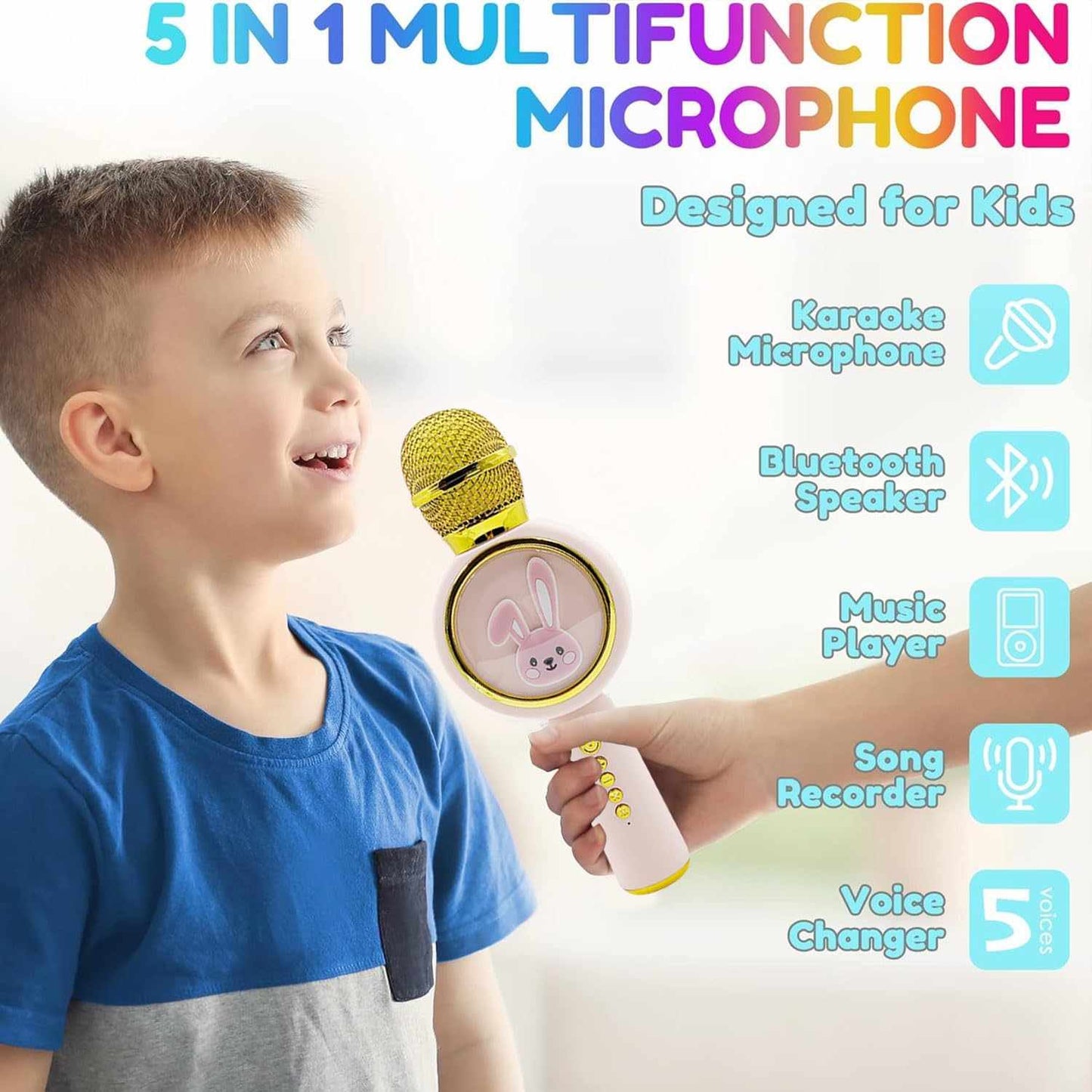 מיקרופון רמקול בלוטות' לילדים, צורת ארנב, עם מפרט ייחודי
