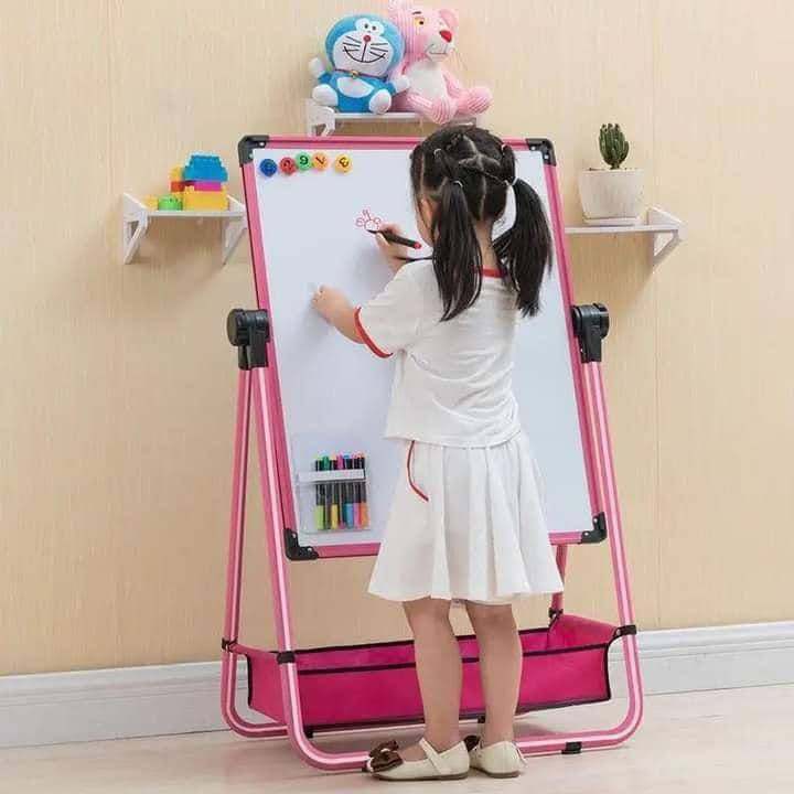 لوح رسم مزدوج للاطفال بوجهين مع صندوق تخزين مقاس 73*53 سم