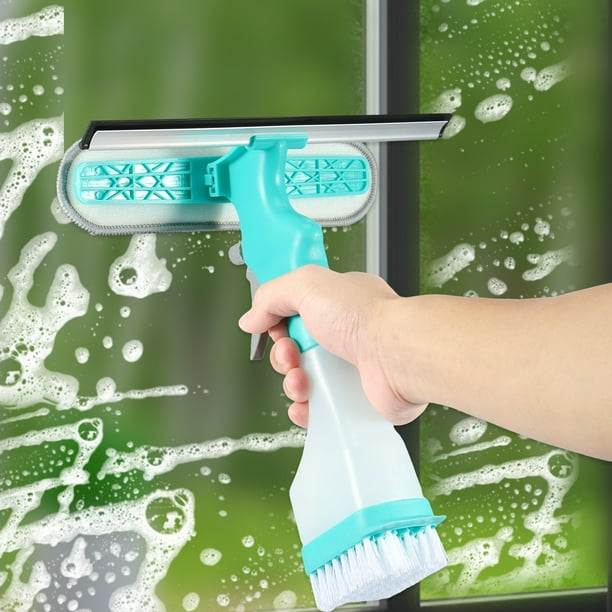 ممسحة زجاج مع بخاخ وقشاطة وفرشاة تنظيف 4*1