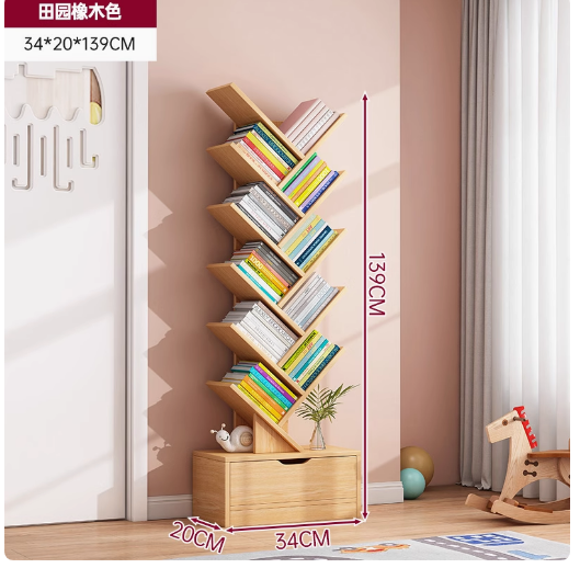 مكتبة على شكل شجرة باللون الخشبي od-37