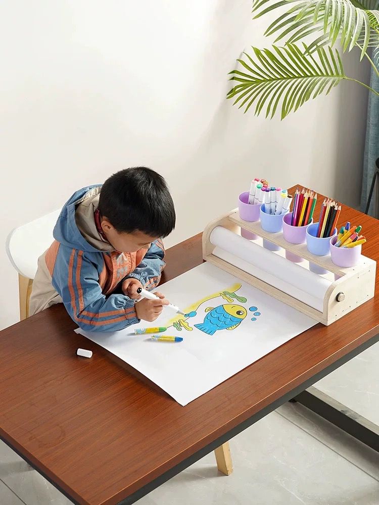 رول رسم مع قاعدة خشبية و4 علب لوضع التلاوين bd-50-51-52
