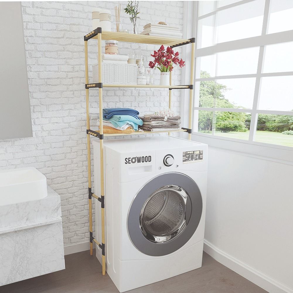 מתלה למכונת כביסה רב תכליתית מעץ תוצרת טורקיה דגם מס' 8166