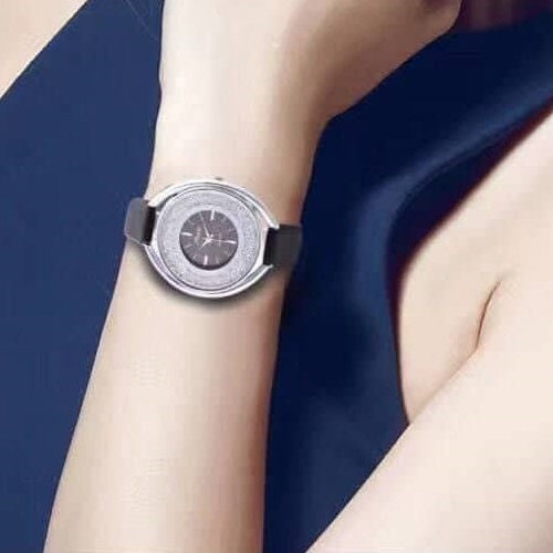 שעון עור אלגנטי לנשים בצורת אליפסה