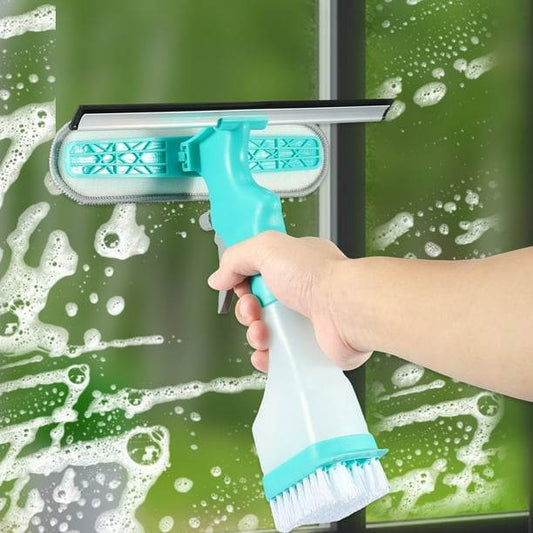 ممسحة زجاج مع بخاخ وقشاطة وفرشاة تنظيف 4*1